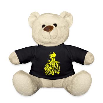 skull skeleton death halloween horror black dead - Teddy Bear - black - Front
