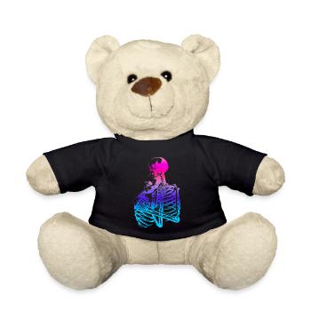 skull skeleton death halloween horror black dead - Teddy Bear - black - Front