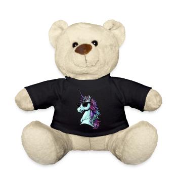 Cool Einhorn Portrait - Einhorn mit Sonnenbrille - Teddy - Schwarz - Vorne