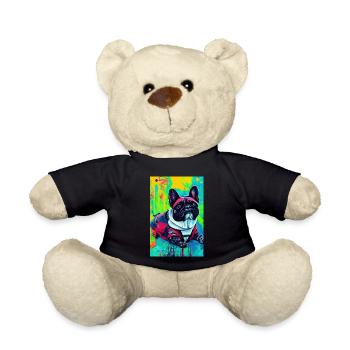 Modern Pop Art Print | colorful | French Bulldog - Teddy Bear - black - Front