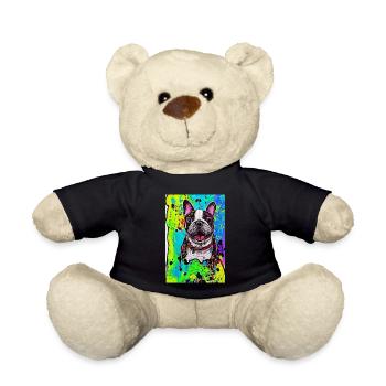 Modern Pop Art Print | colorful | French Bulldog - Teddy Bear - black - Front