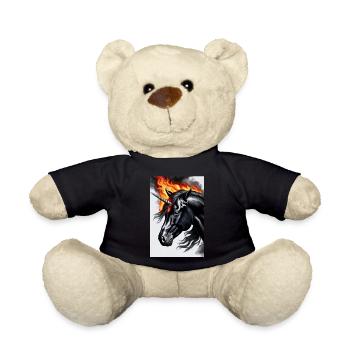 Schwarzes Einhorn - Teddy - Schwarz - Vorne