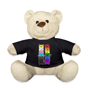 Pride Progress Flag Pig Equality - Teddy Bear - black - Front