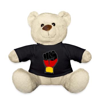 Deutschland Flagge Faust Hand Symbol - Teddy - Schwarz - Vorne