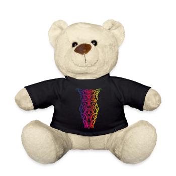 Rainbow Tribal Owl - Teddy Bear - black - Front