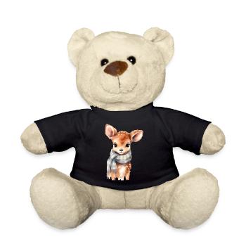 Zartes Rehkitz mit Schal - Teddy - Schwarz - Vorne