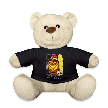 Hahn Fussball Deutschlandfarben Flagge Fahne - Teddy - Schwarz - Vorne
