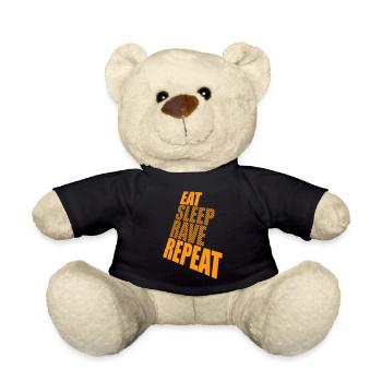 Eat Sleep Rave Repeat Essen Schlafen Raven Spruch - Teddy - Schwarz - Vorne