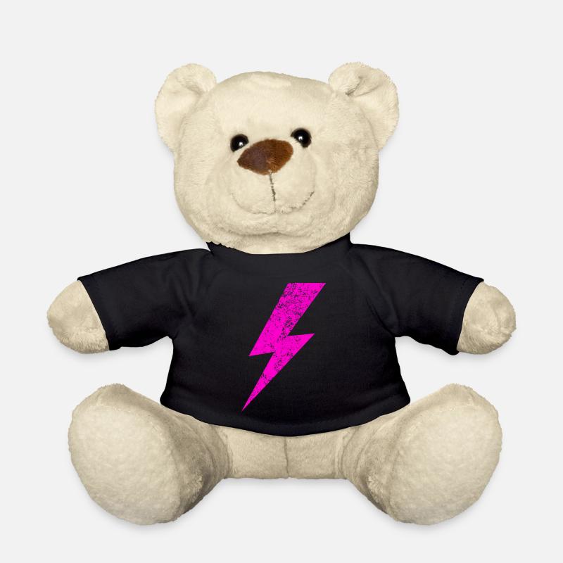 Bright Pink Lightning Motif - Teddy Bear - black