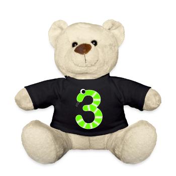 Zahl 3 Schlange Kinder - Teddy - Schwarz - Vorne