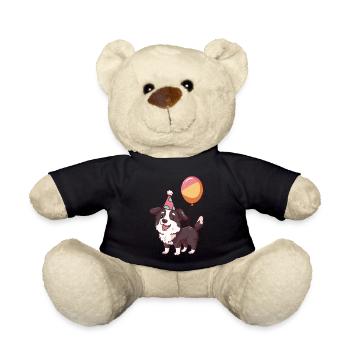 Border Collie Chiens Anniversaire Bande dessinée Mignon - Nounours - noir - Devant