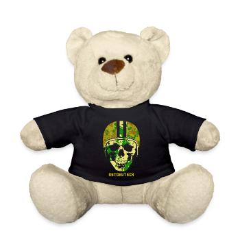 EAST GERMAN CAMO SKULL with moped helmet - Teddy Bear - black - Front