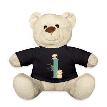 Letter i Green Jungle Animals - Teddy Bear - black - Front