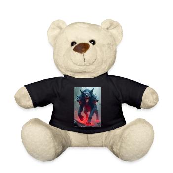 Cerberus, three-headed black dog, glowing eyes - Teddy Bear - black - Front