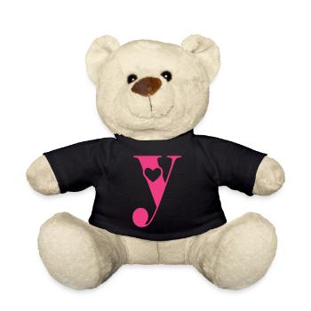 Letter y Initial Letter with Heart - Teddy Bear - black - Front