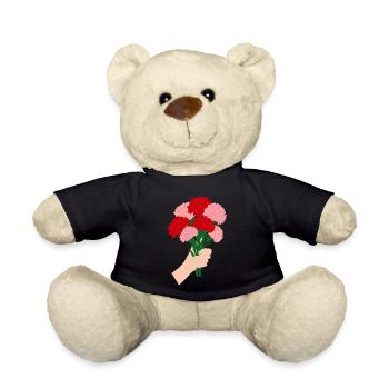 for you- red carnation flower3 - Teddy Bear - black - Front