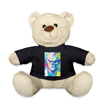 Moitié Humain Moitié Crâne Pop Art - Nounours - noir - Devant