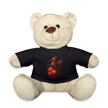 Feuriger Papagei mit Rosenmotiven - Teddy - Schwarz - Vorne