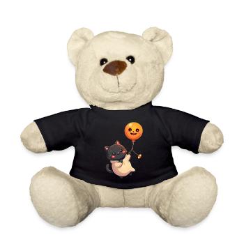 Halloween Cat with Halloween Pumpkin - Teddy Bear - black - Front