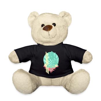 Beach Palm Trees Sea Banner - Teddy Bear - black - Front