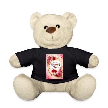 Valentine's Love Roses with Hearts - Teddy Bear - black - Front
