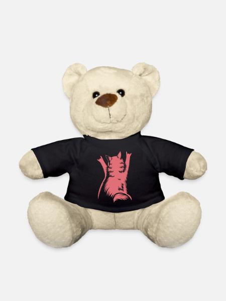 Rock Cat Back View – Devil Horns - Teddy Bear - black