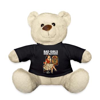 50s Pin-Up: Bad Girls Drink Milkshakes Rockabilly - Teddy - Schwarz - Vorne