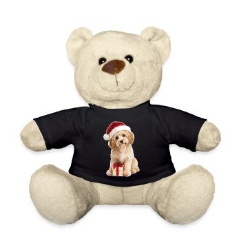 Petit chien de Noël mignon avec cadeau - Nounours - noir - Devant