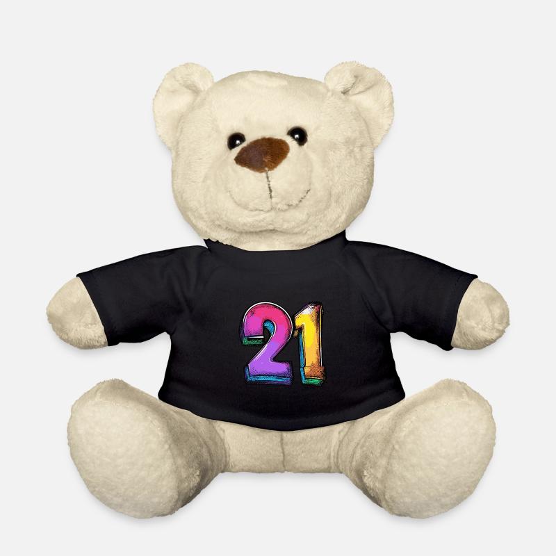 21 Number Colorful - Teddy Bear - black