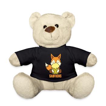 Fuchs Saufuchs Biertrinker Saufen Bier - Teddy - Schwarz - Vorne