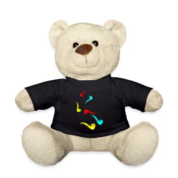 Smoking a pipe - Teddy Bear - black - Front