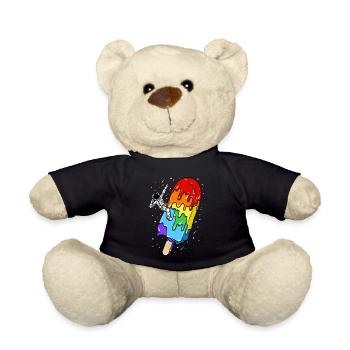 Astronaut - Rainbow Ice Cream Stick - Humor - Teddy Bear - black - Front