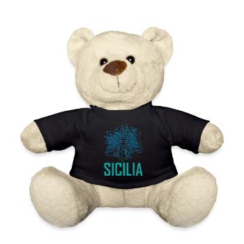 Sizilien Sicilia Italien Urlaub Flagge National - Teddy - Schwarz - Vorne