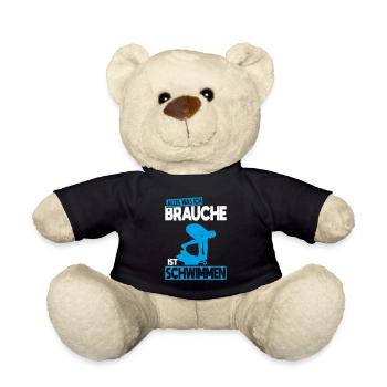 Alles was ich brauche ist Schwimmen - Geschenkidee - Teddy - Schwarz - Vorne