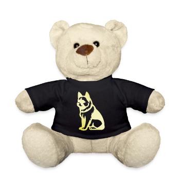 Akita Inu Dog Silhouette - Teddy Bear - black - Front