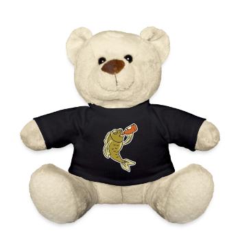Angeln Bier Hobby Trinken Fisch Geburtstag Geschenk - Teddy - Schwarz - Vorne
