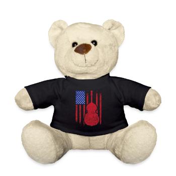 Retro Distressed Double Bass American Flag Geschenk - Teddy - Schwarz - Vorne