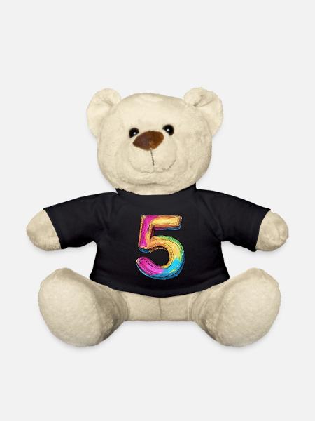 5 Zahl Bunt - Teddy - Schwarz