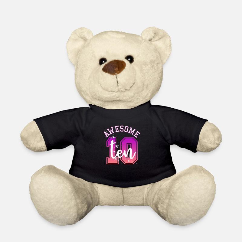 Nummer 10 Regenbogen 10. Geburtstag Awesome - Teddy - Schwarz