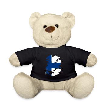 Finland Flag Suomi Finnish Flag Used Look - Teddy Bear - black - Front