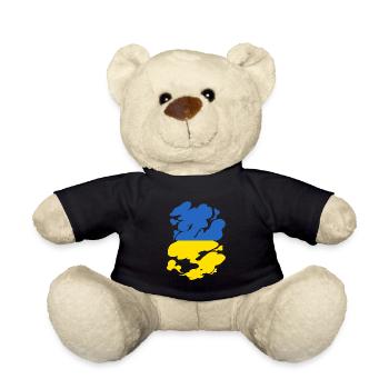 Ukraine Flagge Vintage Ukrainische Fahne Used Look - Teddy - Schwarz - Vorne