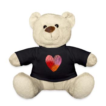 Cœur peint en couleurs - Nounours - noir - Devant