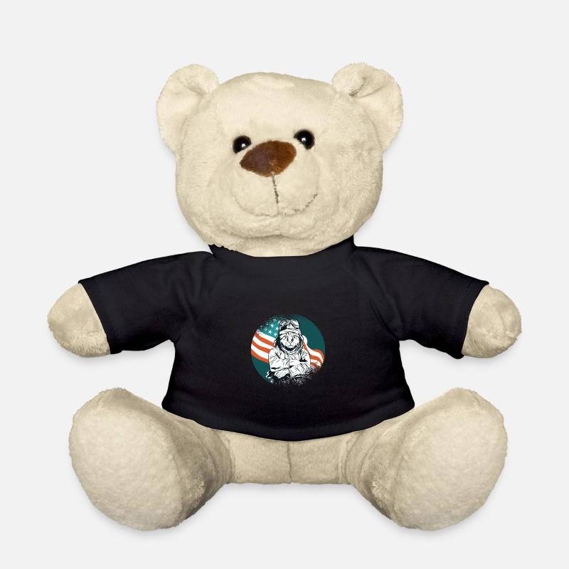 Pilot plane cat kitten - Teddy Bear - black