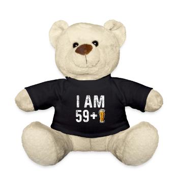 I Am 59 Plus Beer - 60th birthday - Teddy Bear - black - Front