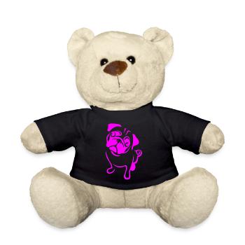 Mops in Pink - Teddy - Schwarz - Vorne