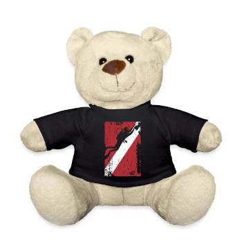 Scuba Diving Flag Diver Dive Water Oze - Teddy Bear - black - Front