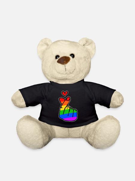Frieden Herz Liebe Regenbogen Friedensbewegung - Teddy - Schwarz