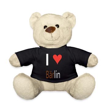 I love Bärlin Design Herz weiß braun Schriftzug - Teddy - Schwarz - Vorne