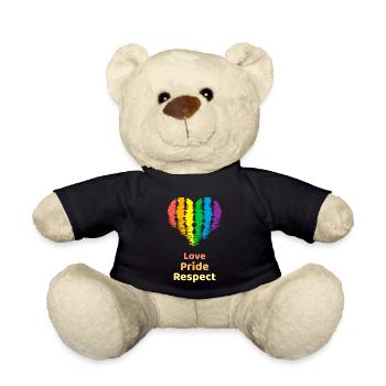 Amour Fierté Respect. Rainbow Heart pour Oslo - Nounours - noir - Devant
