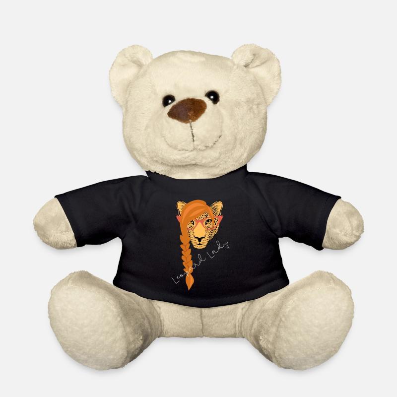 leopard Lady | white text - Teddy Bear - black